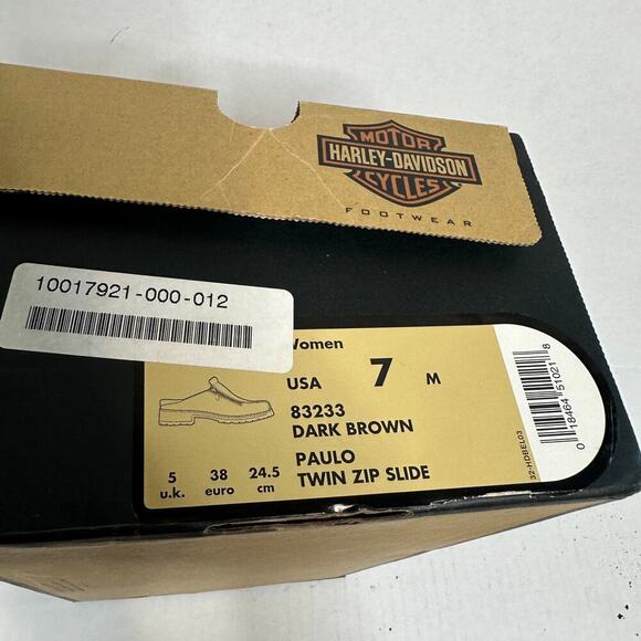 In Box Harley Davidson Size 7 Burgundy Leather Paulo Twin Zip Slide Flat Loafer - Picture 6 of 9